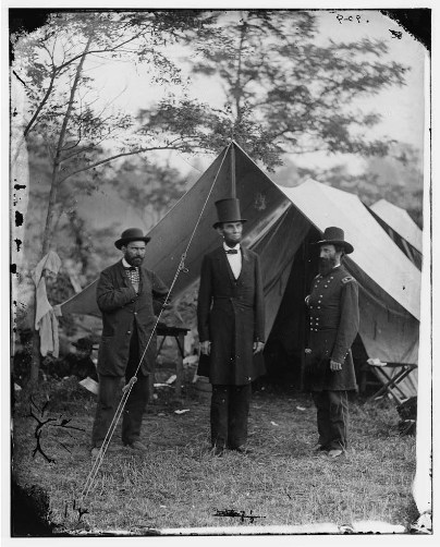 Antietam Md Allan Pinkerton President Lincoln and Maj Gen John A McClernand Library of Congress