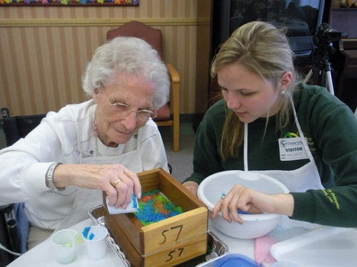 painting with volunteer